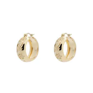 Anna and Nina Flower Garland Stamped Hoop Earrings